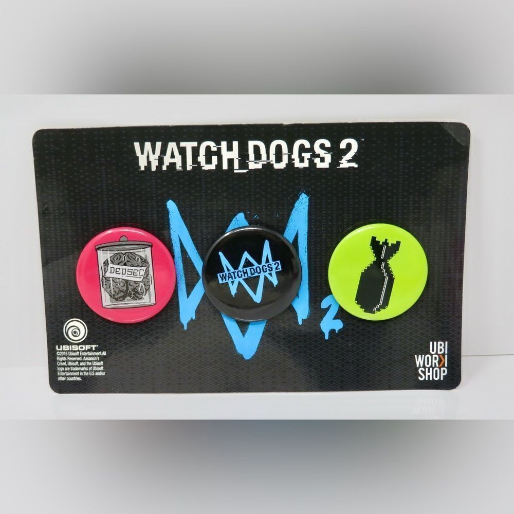 Watch Dogs 2 Promotional Pre-Order Pins Set [Brand New]